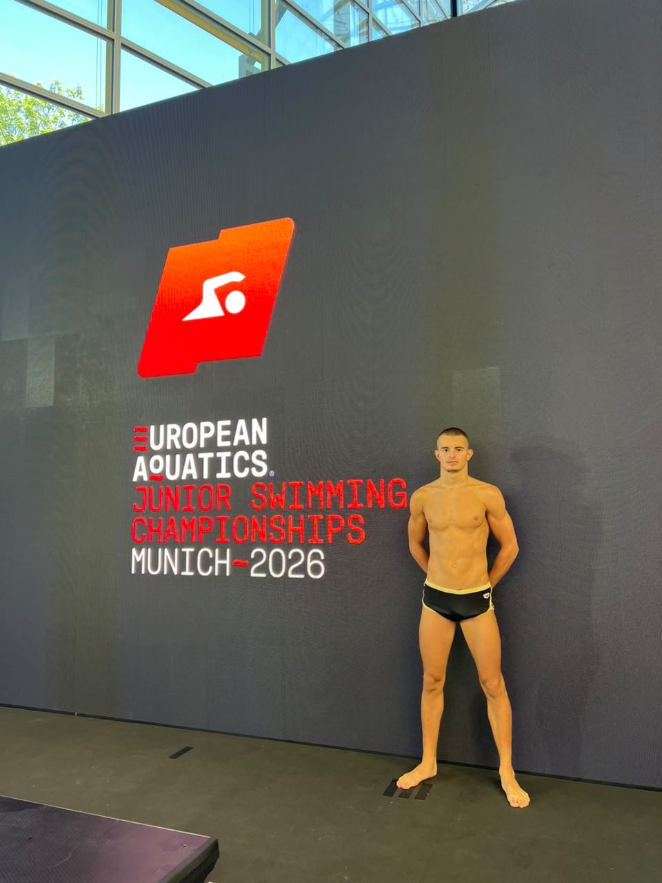 Klint Hoxha portrait at the European Junior Swimming Championships, Munich 2026