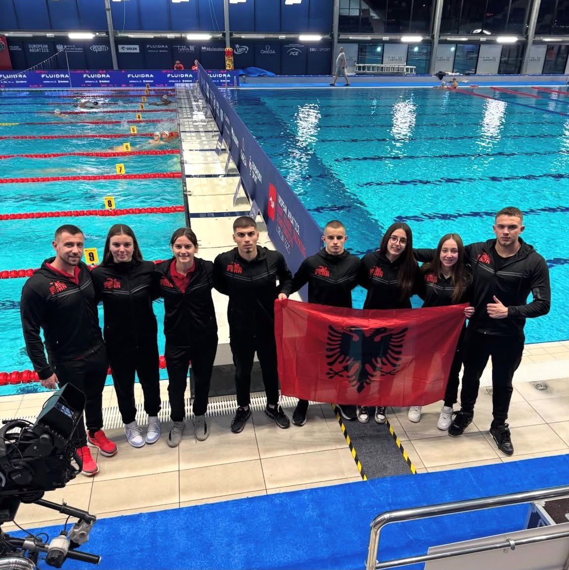 Albanian National Team at the pool deck, Lublin 2025